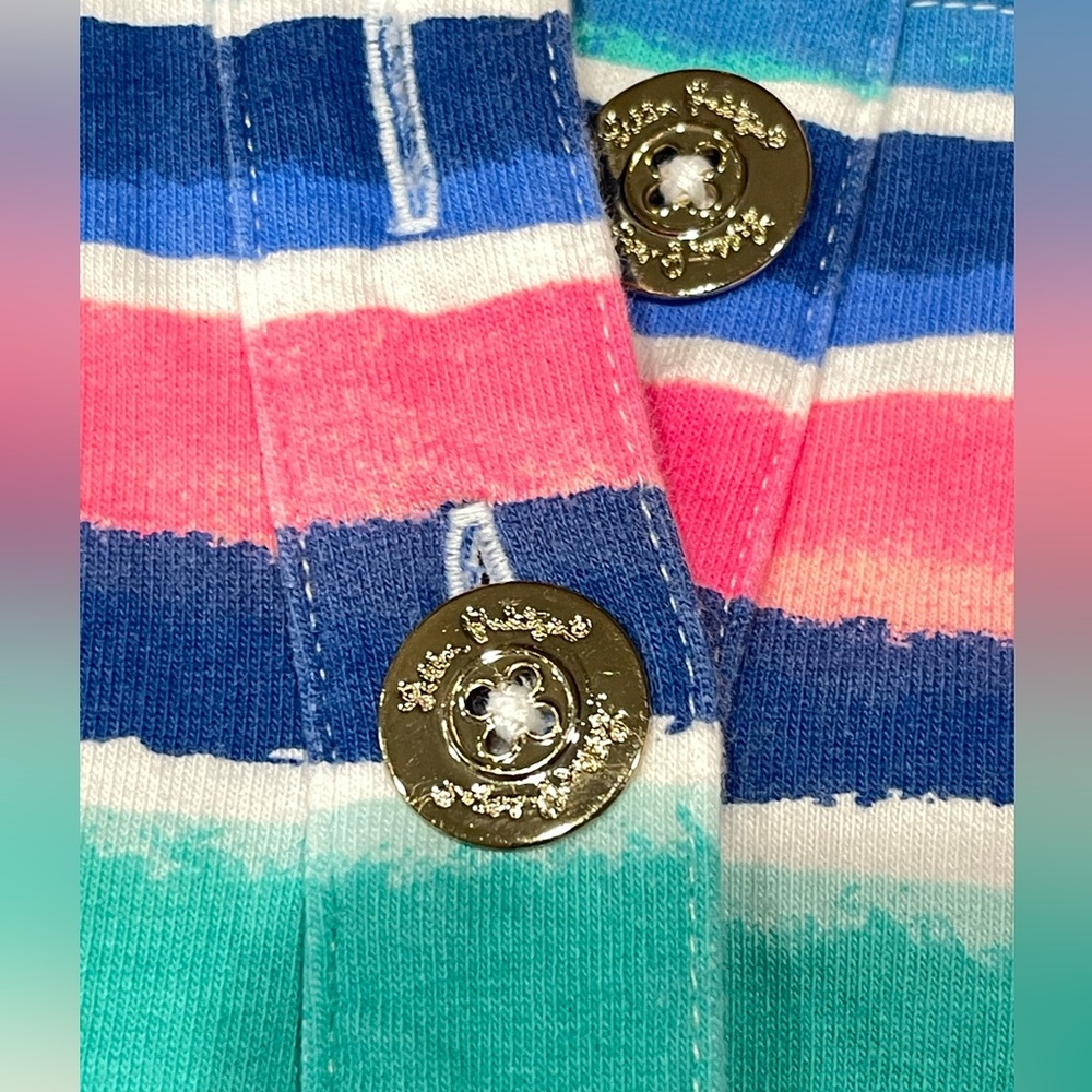 LILLY PULITZER Captain Popover Sandy Shell Stripe Button Front Pullover Size M - Picture 4 of 8